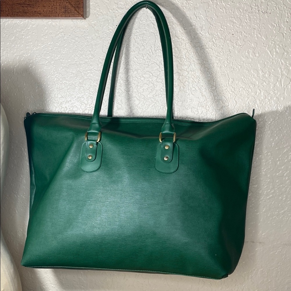 Christian Dior perfume vintage Green PVC Tote weekender bag, with Gold Accents - Picture 2 of 10